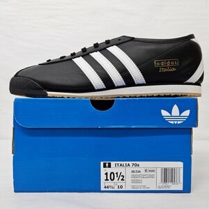 Adidas Italia 70s Leather‎ Sneakers JS1324 Black White Gum Men'S Size 10.5